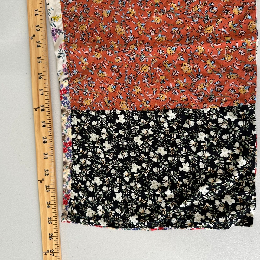 Natural Life Pull on Wide Leg Pants Size L Patchwork Floral Boho Cottagecore - Picture 7 of 8